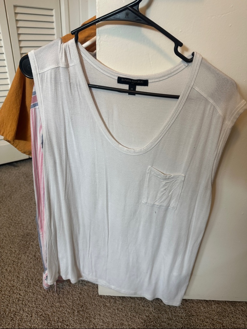 Banana Republic White Scoop Pocket Tank